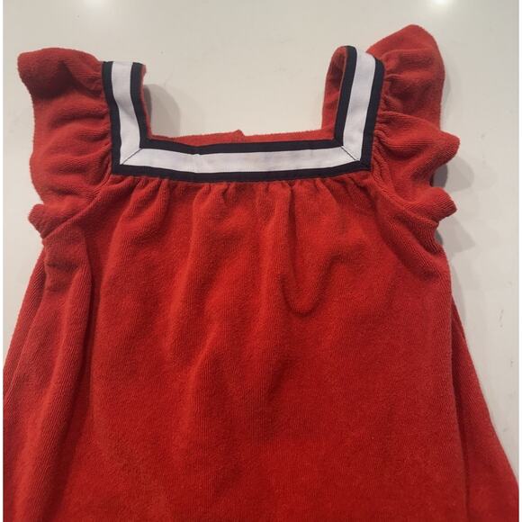 JANIE And JACK Terry Cloth Dress Girls Size 2T Swim Cover Up Red Nautical - Picture 3 of 7